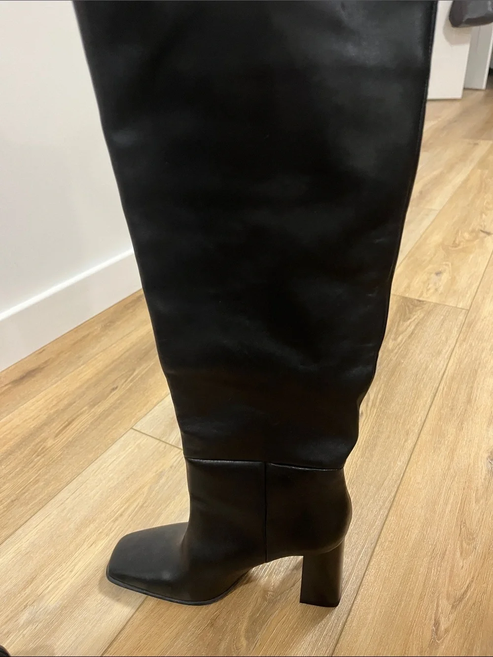 Zara Black Over-the-Knee Leather Boots
